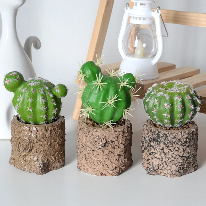 YOPIN-5023 New Design Mini Artificial Cactus Pot Plants for Table home Decor