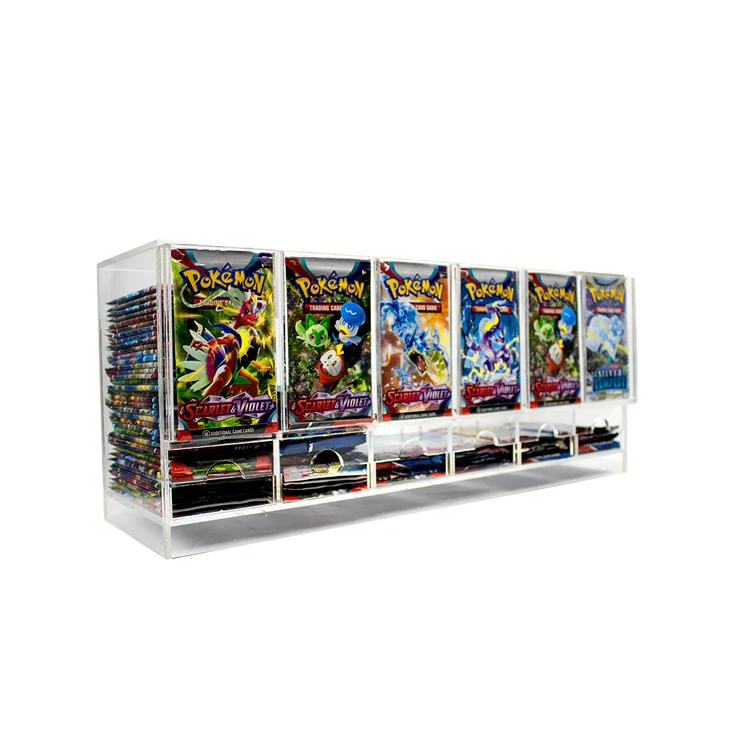 Прозрачный 6-слот Pokemon Booster Pack диспенсер акриловый TCG коллекционный для игровых карт