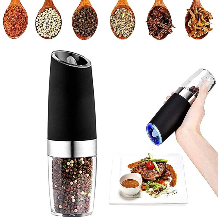 Набор мельниц для соли и перца из серебристой нержавеющей стали со светодиодной подсветкой