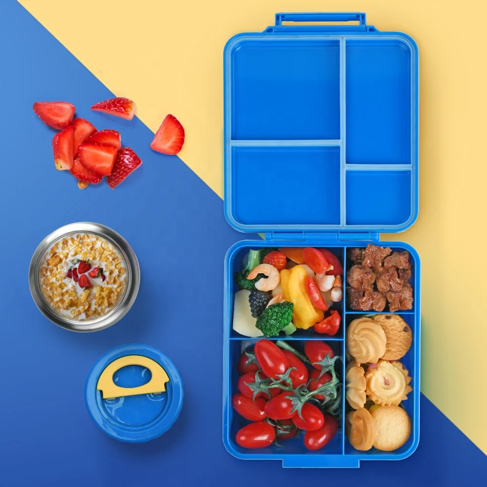 Picnic School Lunch Bag Children Bento Box 4 Compartments Food Container for Kids