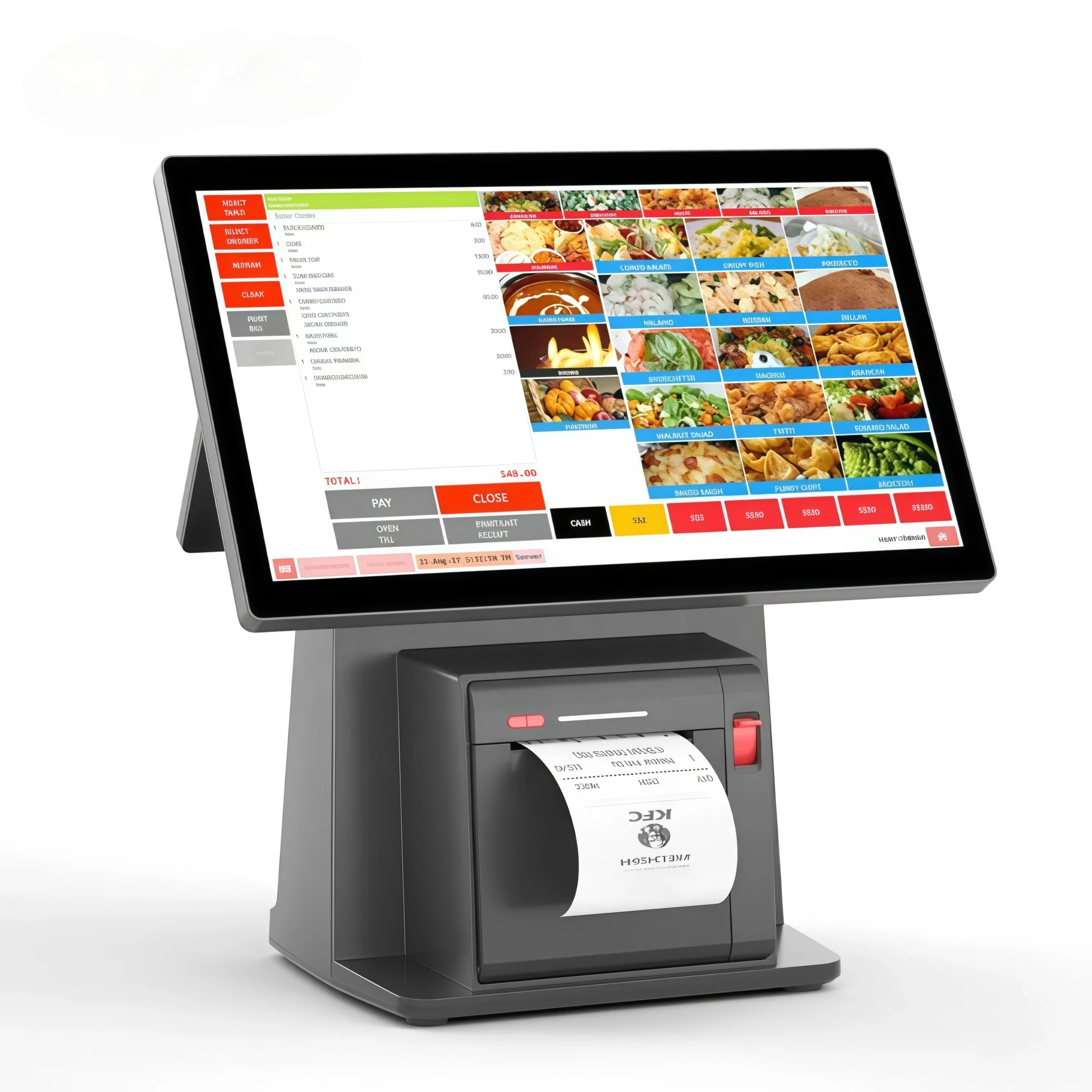 14 inch android tablet pos system restaurant counter pos cash register machine point of sale with 80MM thermal label printer