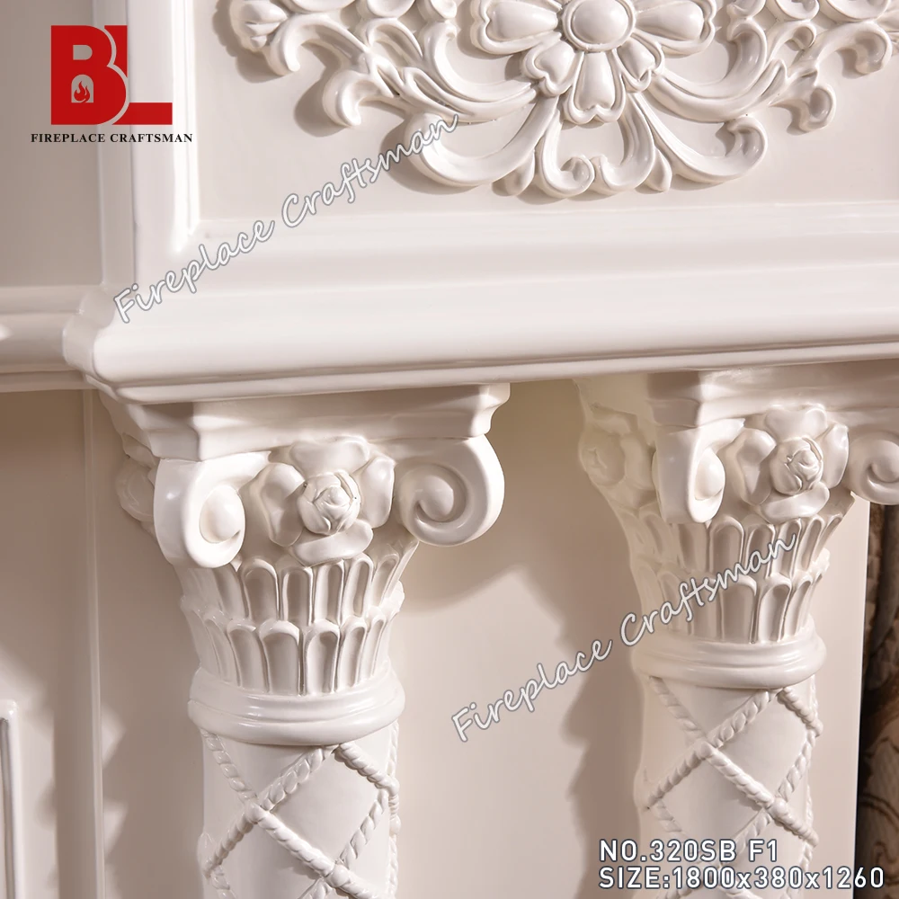 Vintage Antique White Wooden Mantelpiece Pearl Electric Fireplace Mantels Surround With Mantel Electric