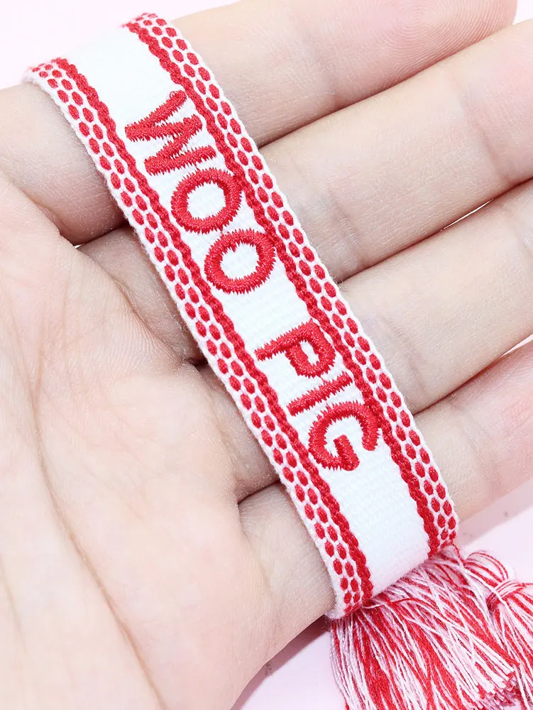 Zhehu Custom Game Day Embroidered Adjustable Tassel Bracelet Boomer Sooner Jewelry College University Gifts Team Bracelet