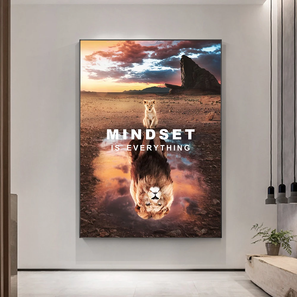 Животные вдохновляющие картины на холсте Львы Mindset настенные художественные плакаты принты для гостиной дома