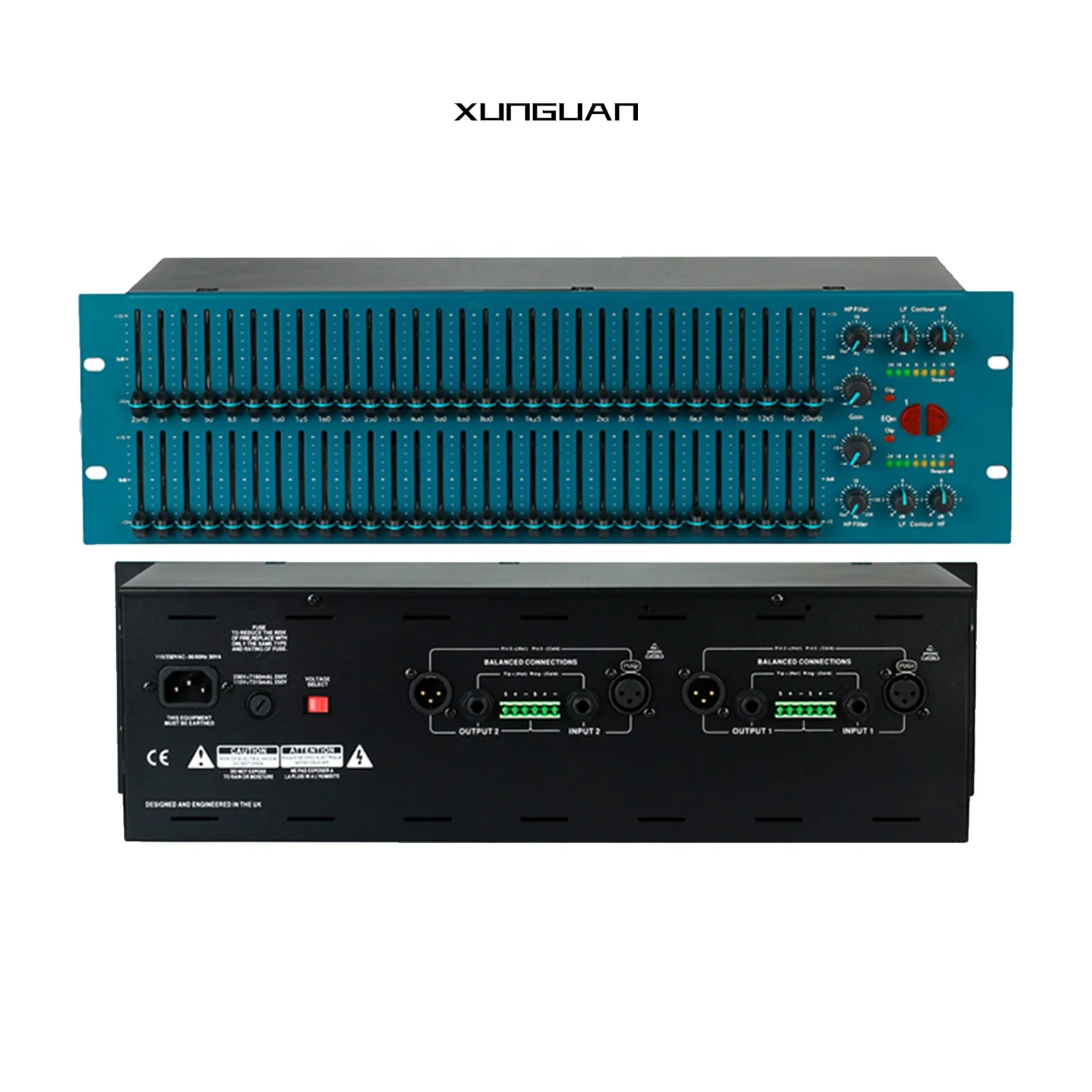FCS966 High-End Dual 30-Band Graphic EQ Audio Graphic Equalizer Professional Sound Processor for Stage Concert Recording