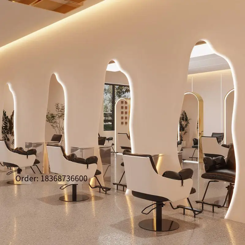 Large full length backlit double sided salon mirrors diamond big pink salon chair and mirror set beauty for LED barber mirror