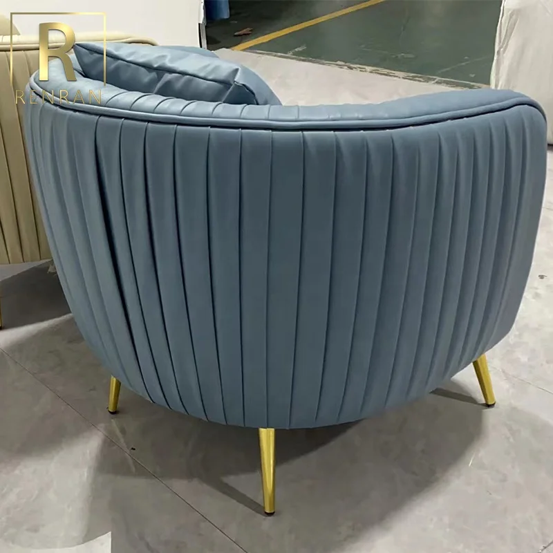 Popular luxury design modern waiting chair living room furniture single sofa leather round lounge chair egg chairs