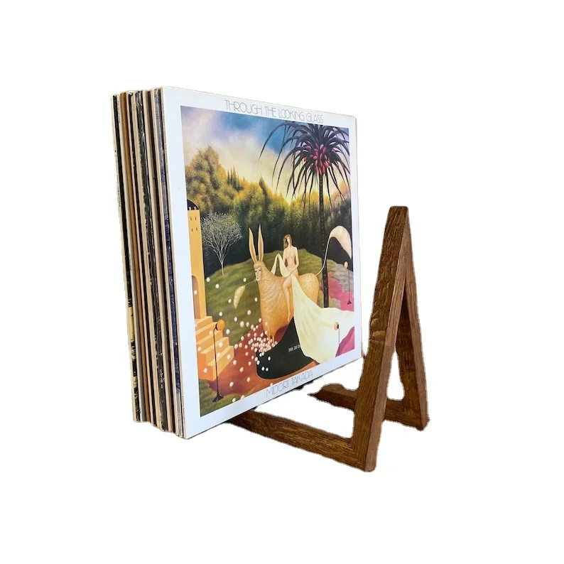 Triangle Vinyl Oak Wood Rack Storage Organizer Rack Modern Lp Record Stand