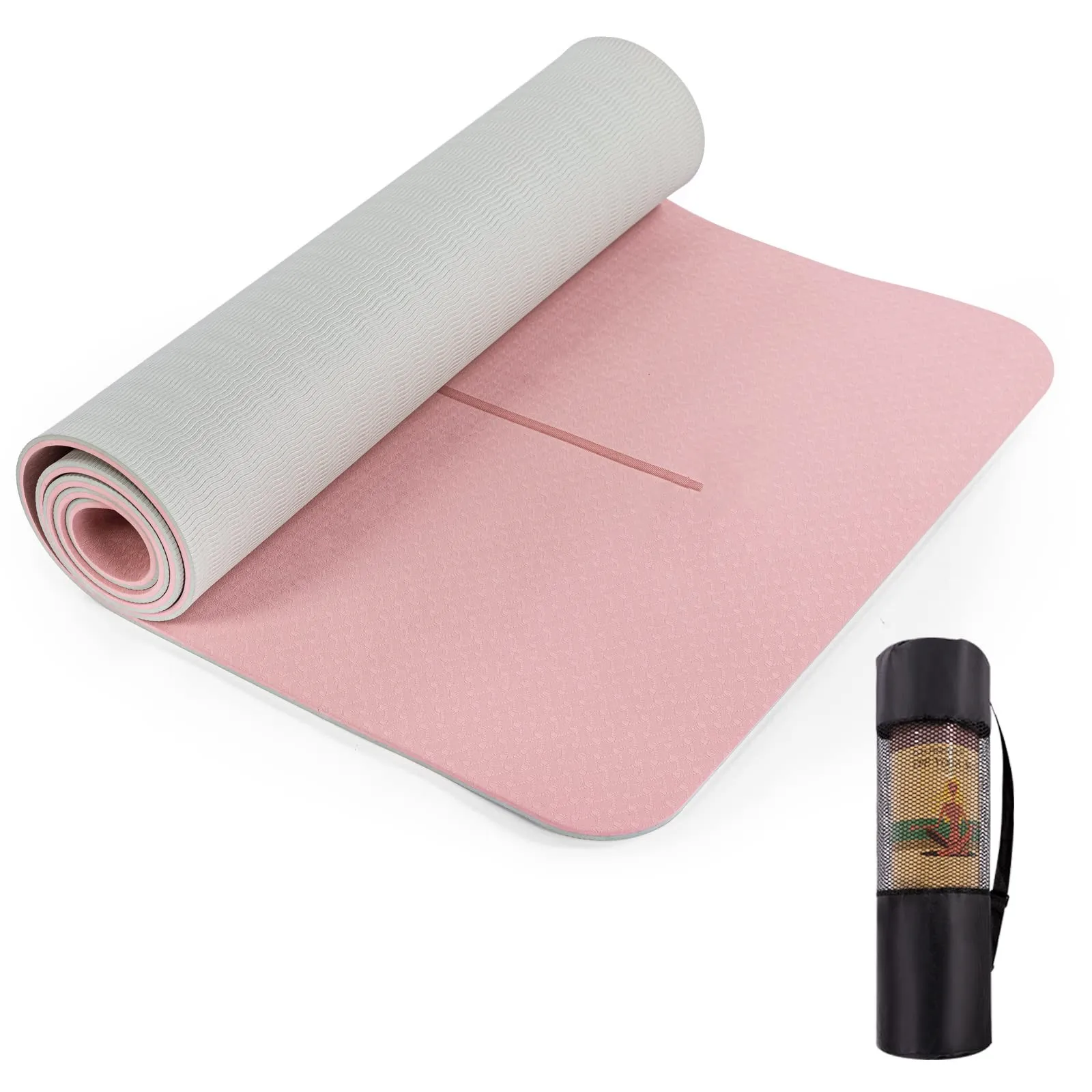 6MM 8MM  Home Use Pilates Eco Friendly  Non Slip  Yoga Exercise Equipment Tpe Yoga Mat Custom Pink Yoga Mat