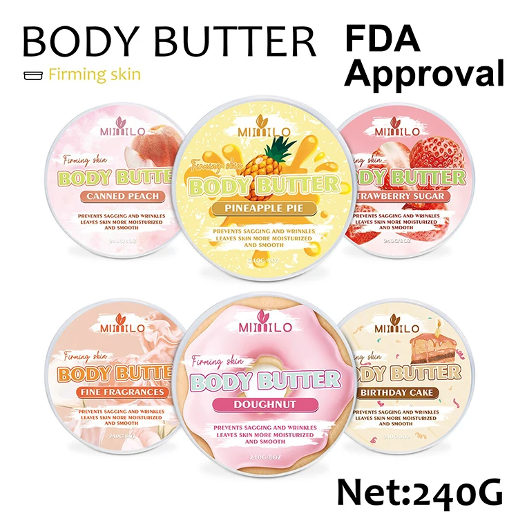 8oz Organic Whitening Moisturizing Body Glaze Cream Private Label Butter For Skin Care