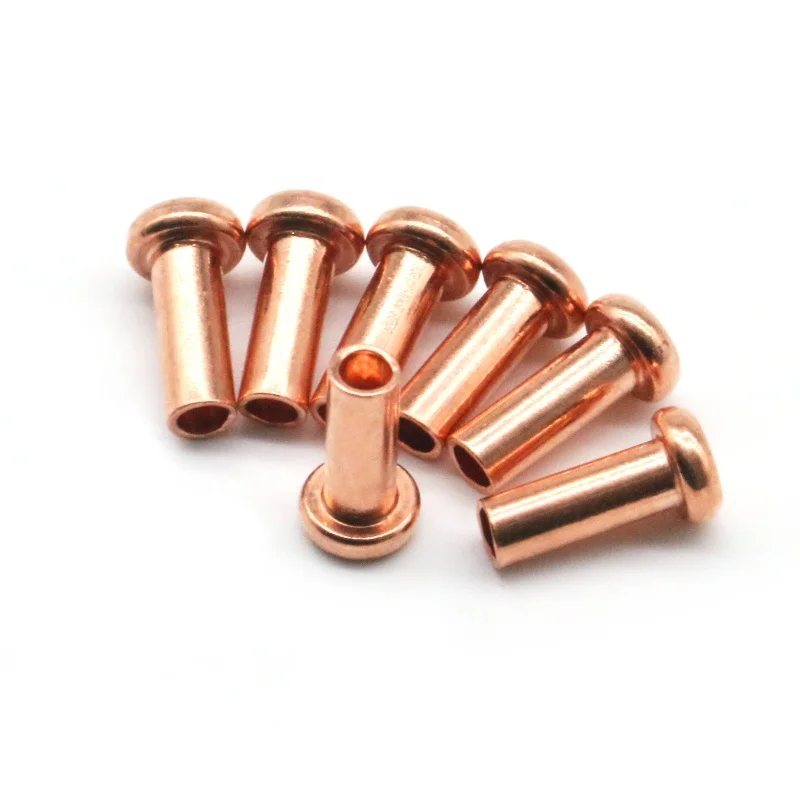 Copper Rivets China Supplier Directly Sale Red Copper Flat Head Semi Tubular Rivets for Belt Fasteners