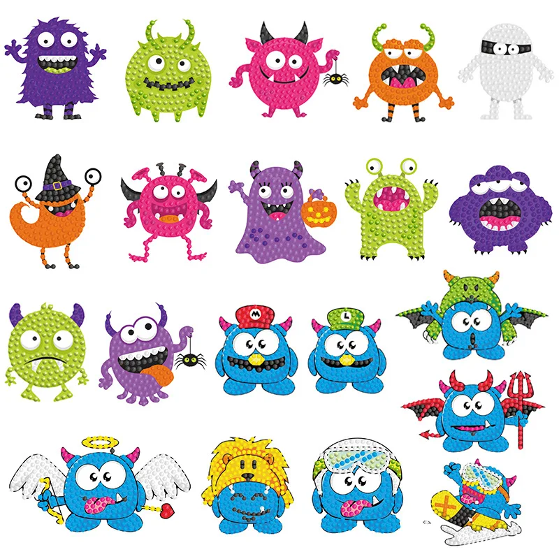 Pop Arts and Crafts for Kids Ages 8-12 DIY Christmas Cartoon Stickers Emojis Animal Diamond Painting Kits for Kids