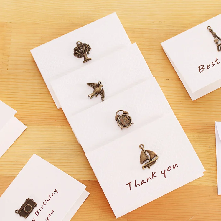 Metal Retro Small Card Holiday Message Blessing New Year Greeting Card Wedding Small Card Christmas Gifts