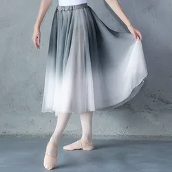 Women Gradient Long Ballet Dance Skirts Lyrical