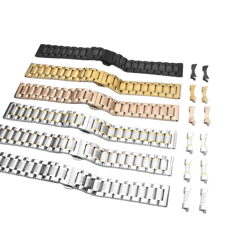 high polish 13 15 17 19 21 23 mm solid stainless steel watch bracelet black rose gold men straight end metal wrist watch band