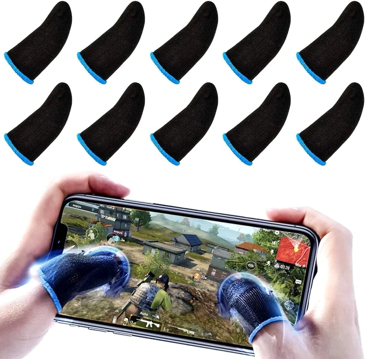 pubg mobile gaming gloves touch screen sleeve carbon fiber copper fiber silver fiber anti-sweat finger sets finger sleeves