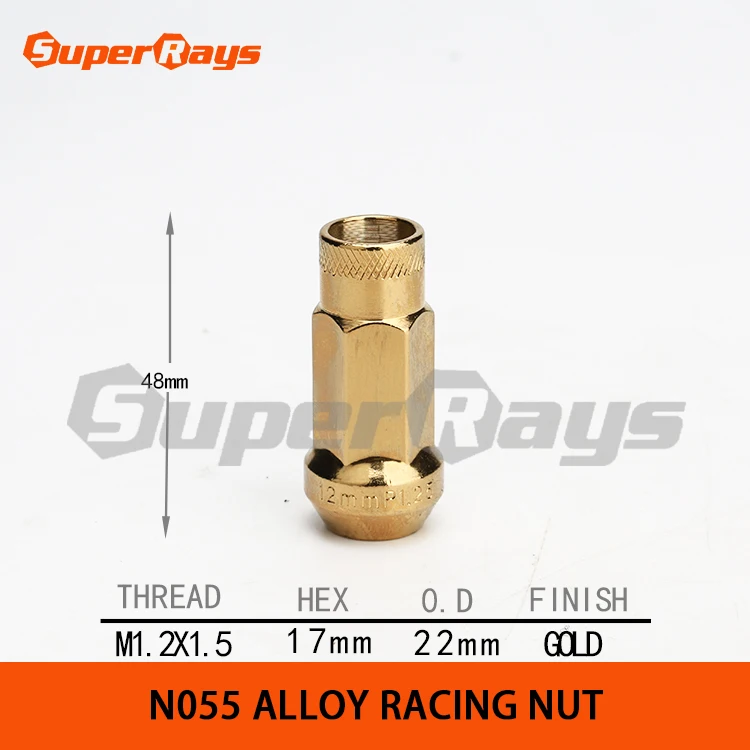 N055 GOLD MUTEKI Cone Seat 17mmHex M12x1.5/M12x1.25  Blister Packing Wheel Racing Nut Sets