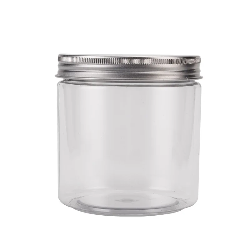 Transparent Plastic Wide Mouth Bottle 500 ml 600 G Aluminium Lid Snacks Dry Goods Storage Jar Food Jar