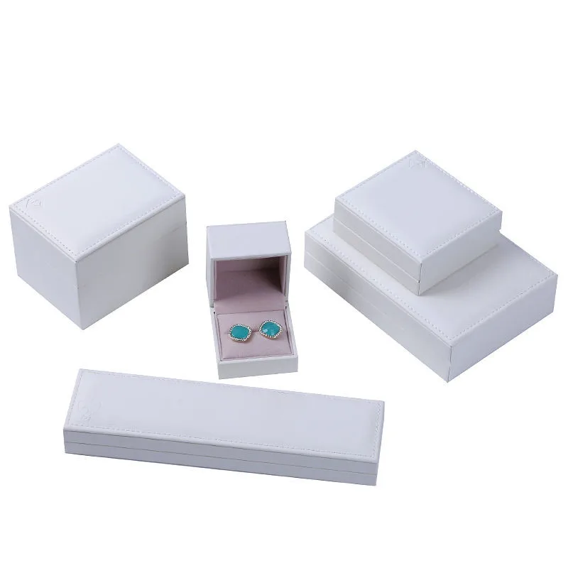 Wholesale PU Leather Jewellery Packaging Custom Ring Earring Bracelet Necklace Jewelry Box With Embossed Logo