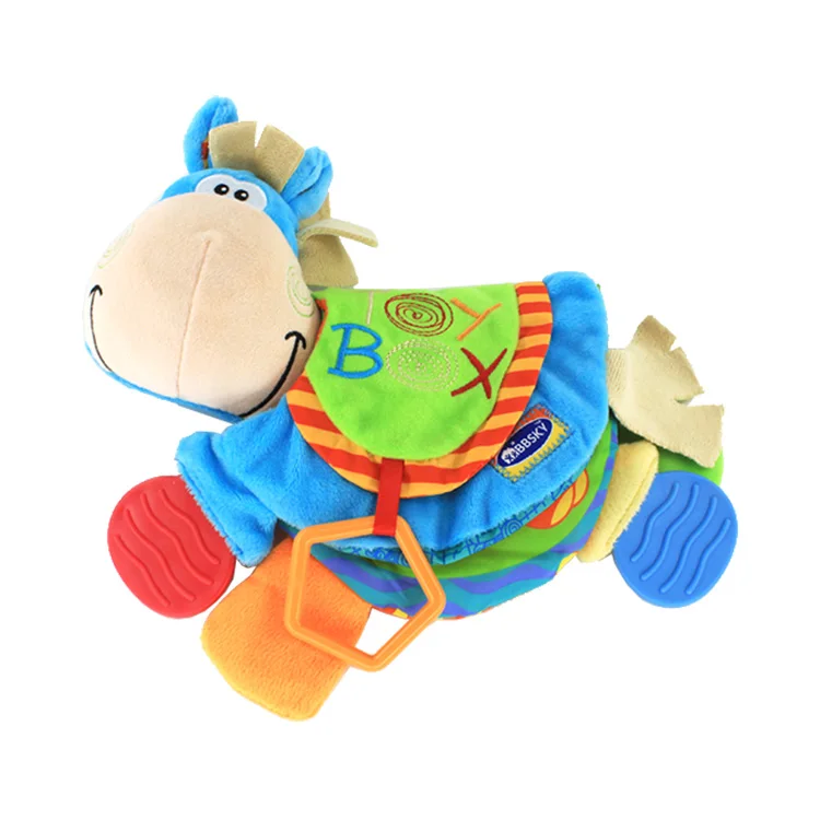 Cute Little Donkey Cloth Book Animal Early Education Teether Soft Plush Toy Baby for