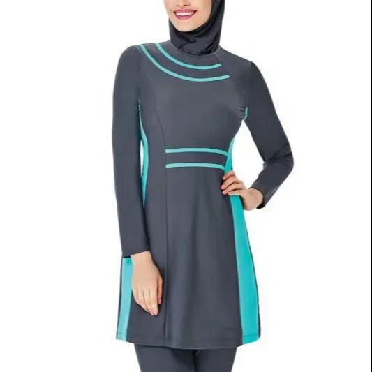 MOTIVE FORCE 3pcs Strips Patchjob Fashionable Muslim Islamic Swimwear Wholesale Burkini Muslim Swimwear Woman