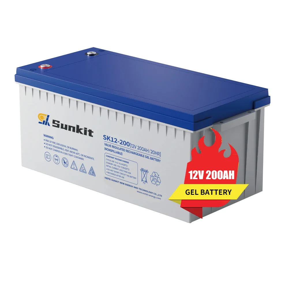 Sunkit Gel Agm Lead Acid Battery Solar Street Light Battery 200ah 12v For Home Appliances Solar Power System Home