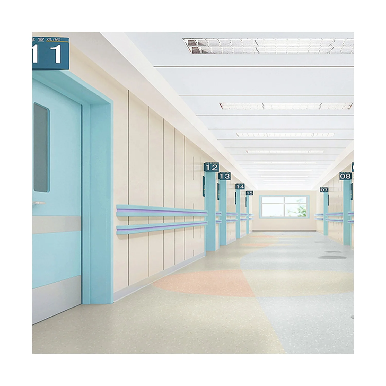 Undirectional White Polished Homogeneous Floor Tile Vinyl Floor PVC Roll for X-Ray Room