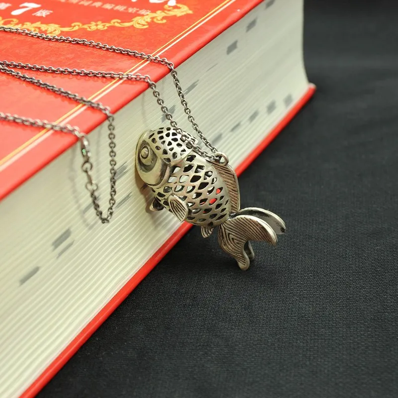 Wholesale marcasite 990 sterling silver carp pendant fish necklace