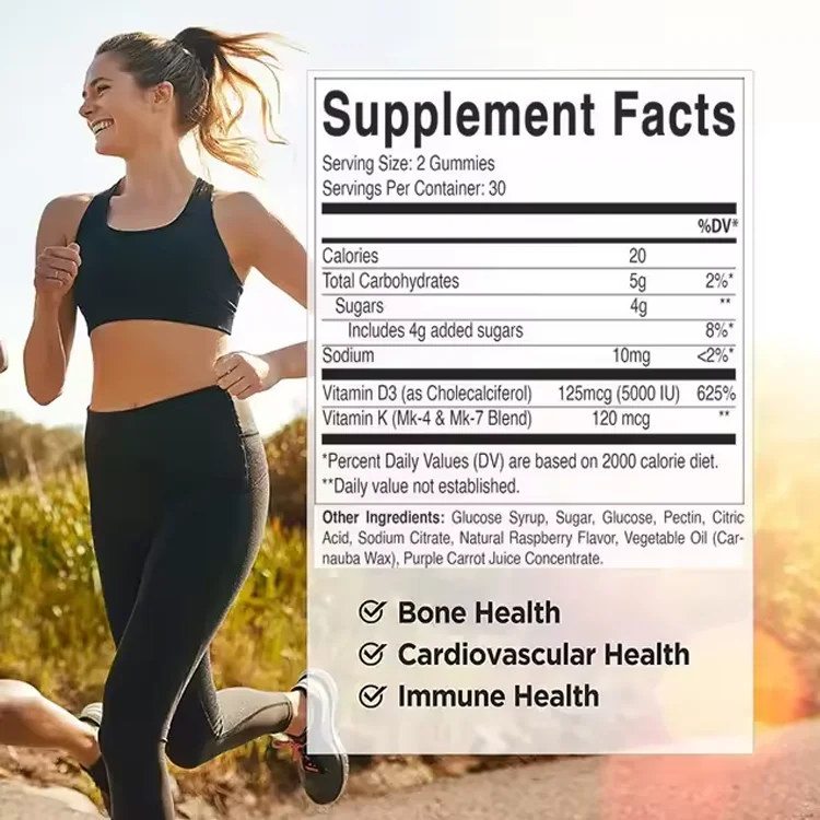 OEM Vitamin d3 K2 MK7 vegan Support Bones Healthy Heart nature Supplement Vitamin D3 + K2 MK7 Capsules
