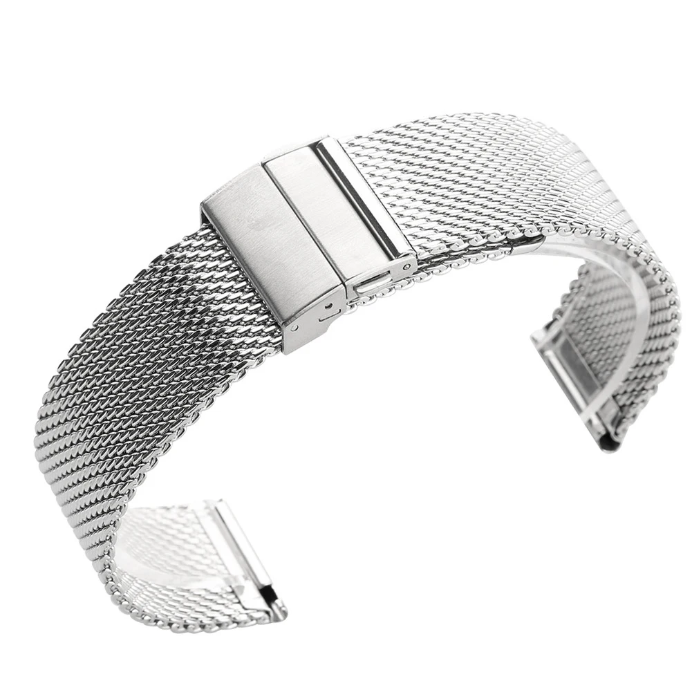 Metal  Mesh Milanese Stainless Steel Watch Band Strap Replacement with Adjustable Butterfly buckle