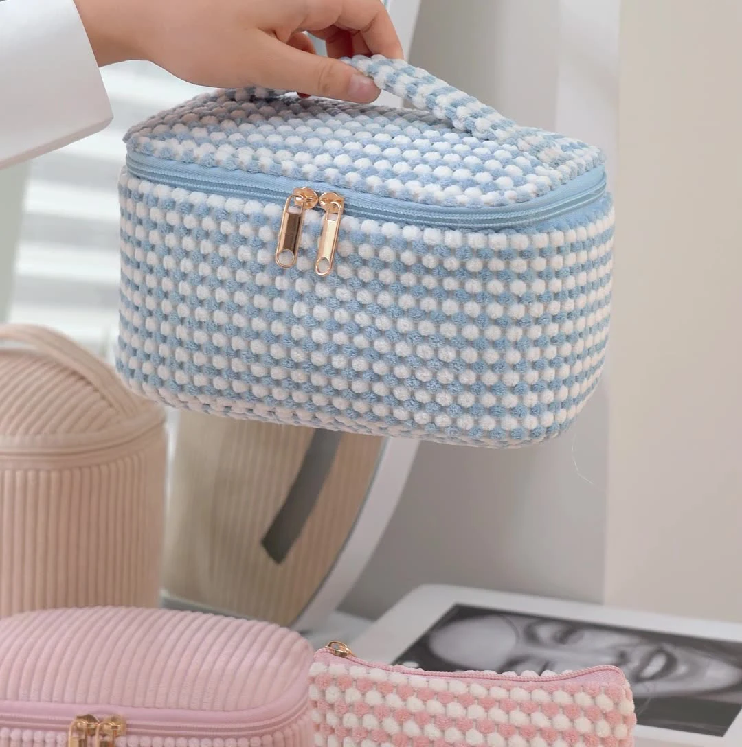 4Pcs Large Capacity Makeup Bag Portable Travel Toiletry Cosmetic Bag Cotton Organizer Storage Makeup Bag Set For Women