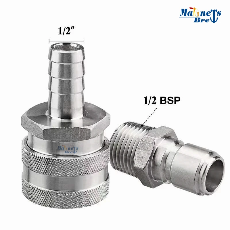 Набор для быстрого отключения пива, 1/2 дюйма, BSP, штуцер 1/2 дюйма, SS304, быстроразъемный фитинг 1/2 дюйма, NPT разъемы для домашнего пивоварения