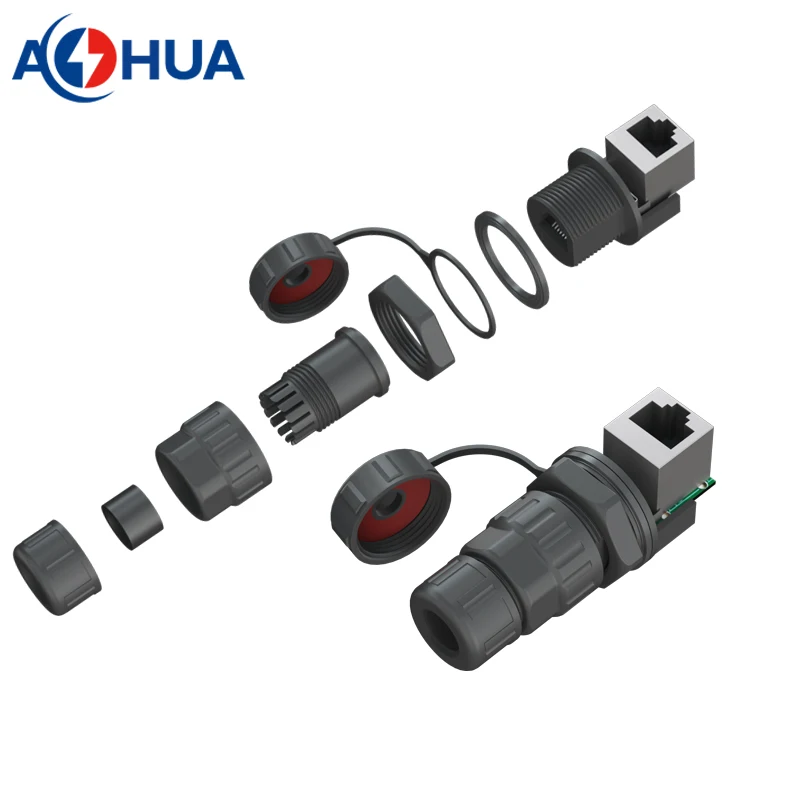 Панельное крепление M21 RJ45 IP67 водонепроницаемый разъем для кабеля
