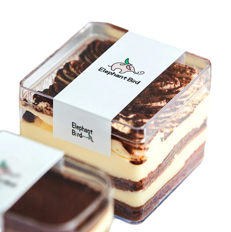 Hot sale square disposable customized hard plastic container any color dessert cup PS plastic cake box