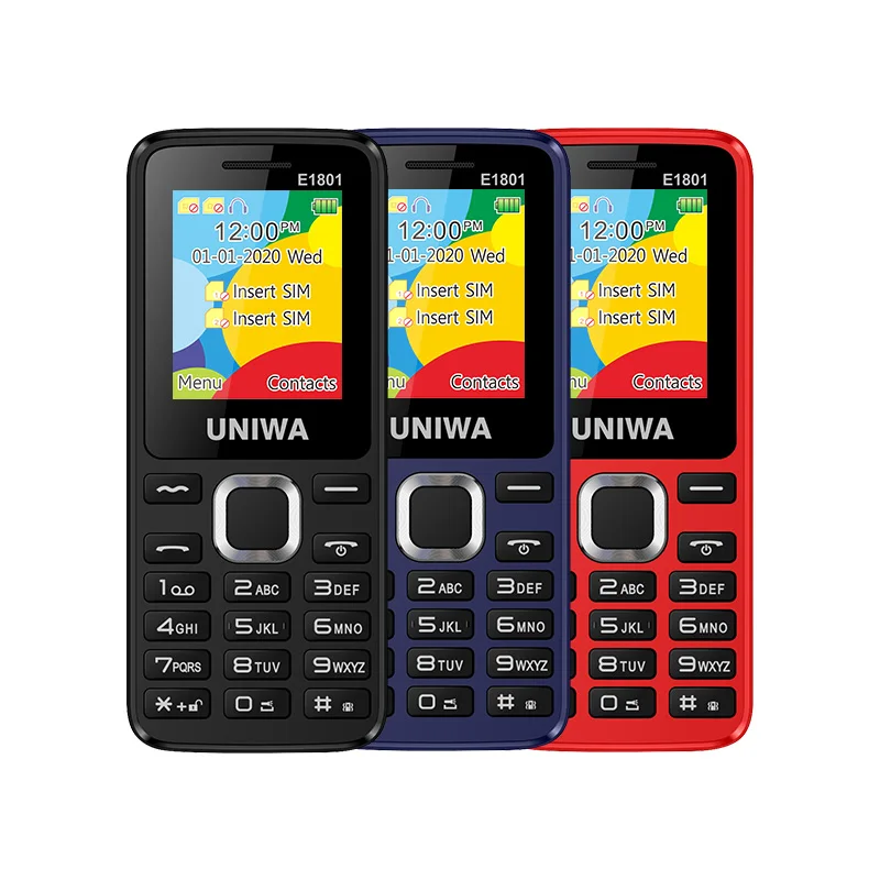 UNIWA E1801 Feature Phone 1.77 Inch Screen Dual SIM Low Price Keypad Mobile Original Wholesale