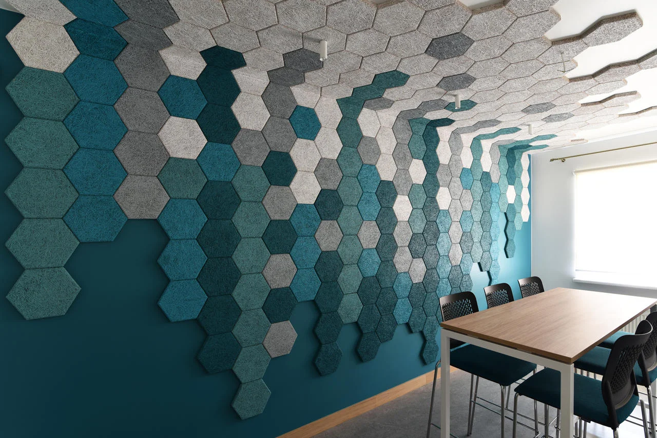 ACOUSTIC Wood Wool Acoustical Ceiling High Quality Acoustic Absorption MDF Wooden Absorbing Hexagon Sound Proofing Panel