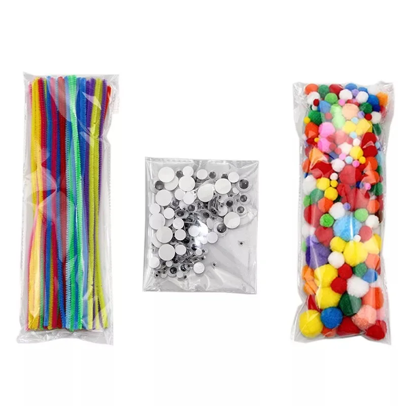 Sale Chenille Stems Pom Poms Craft and Wiggle Googly Eyes Self Adhesive Pipe Cleaners Craft Set for DIY Art Craft Decorations