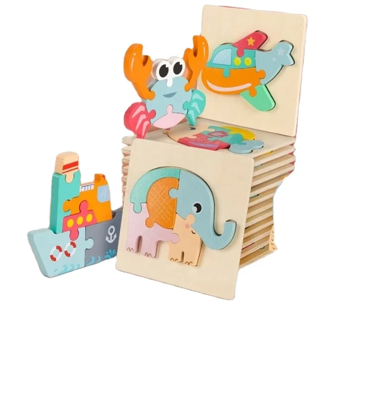
New Wholesale Educational 3D Game Toy Children Animal Transport Wooden Jigsaw Puzzle For Kids 
