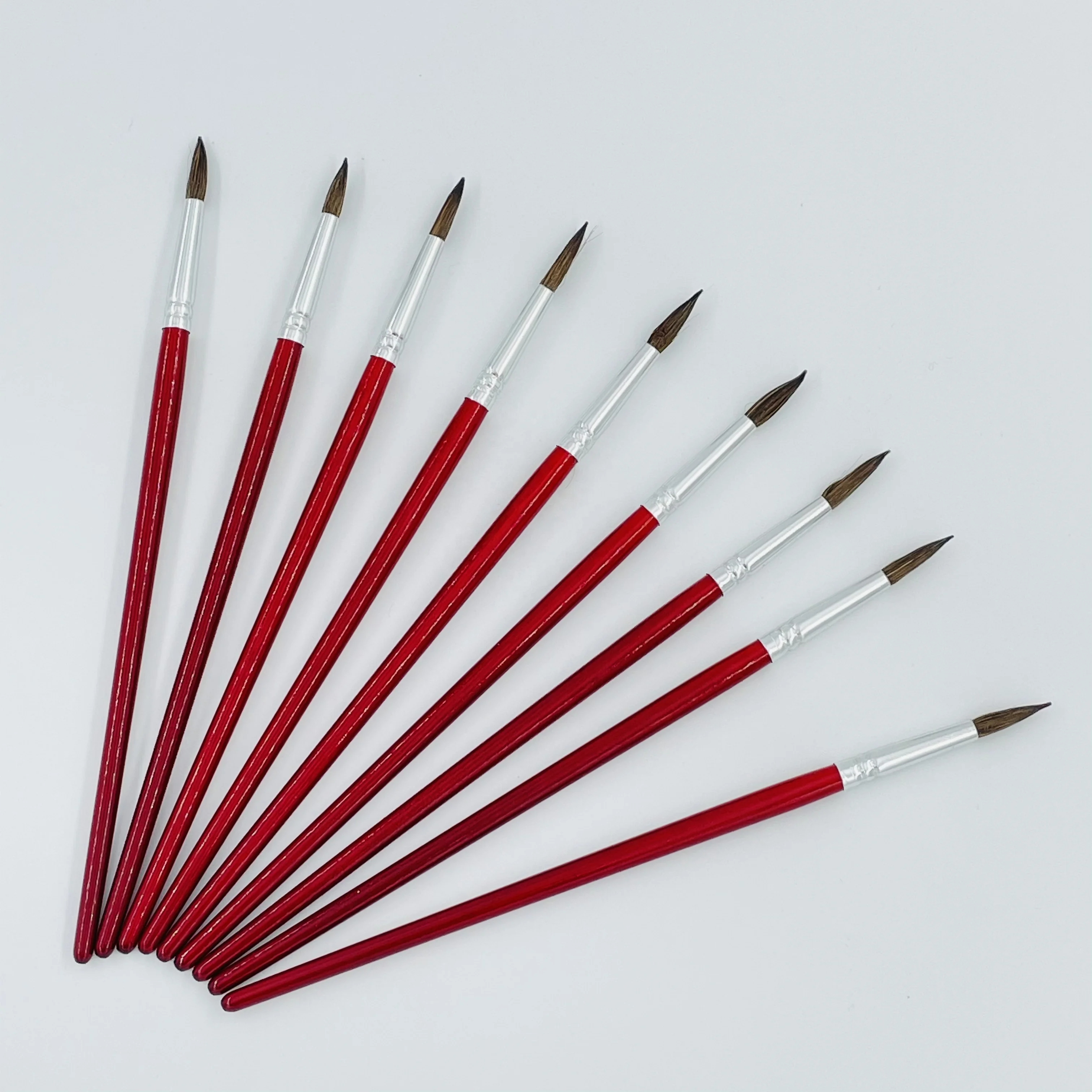 2022 Miniature Detail Paint Brushes red Wooden Handle Round Brush Small Watercolor Artists Paint Brushes