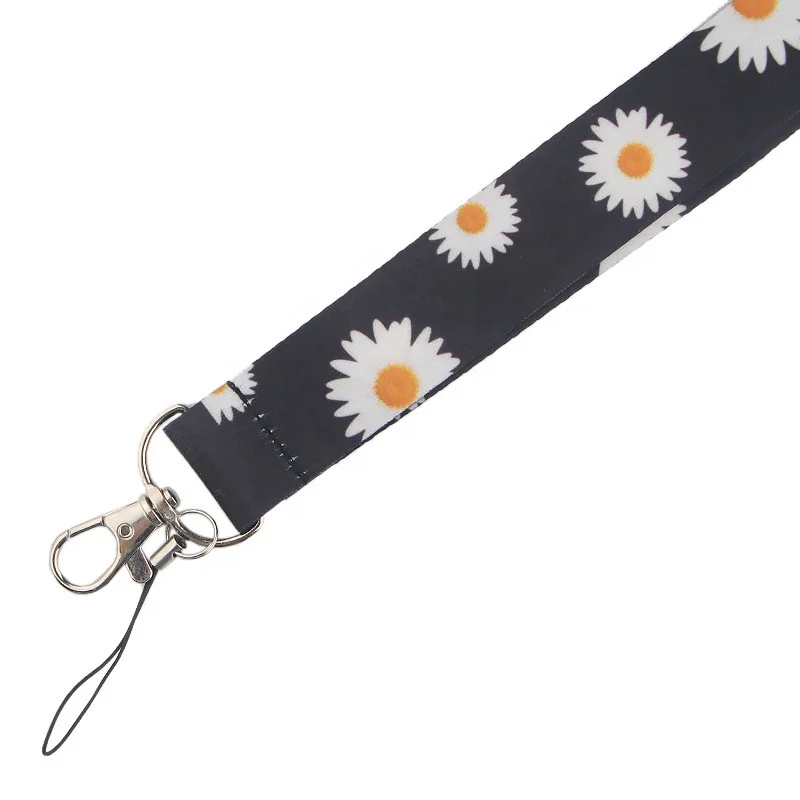 Factory Providers Cartoon Fresh Daisy Custom Printing Lanyard Sublimation Polyester Lanyard Key Chains With Phone Cord