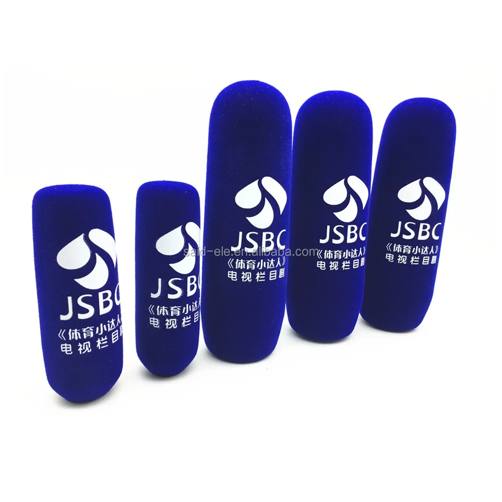 Shutgun mic foam windscreen TV reporter mic sponge custom logo printed long mic flag