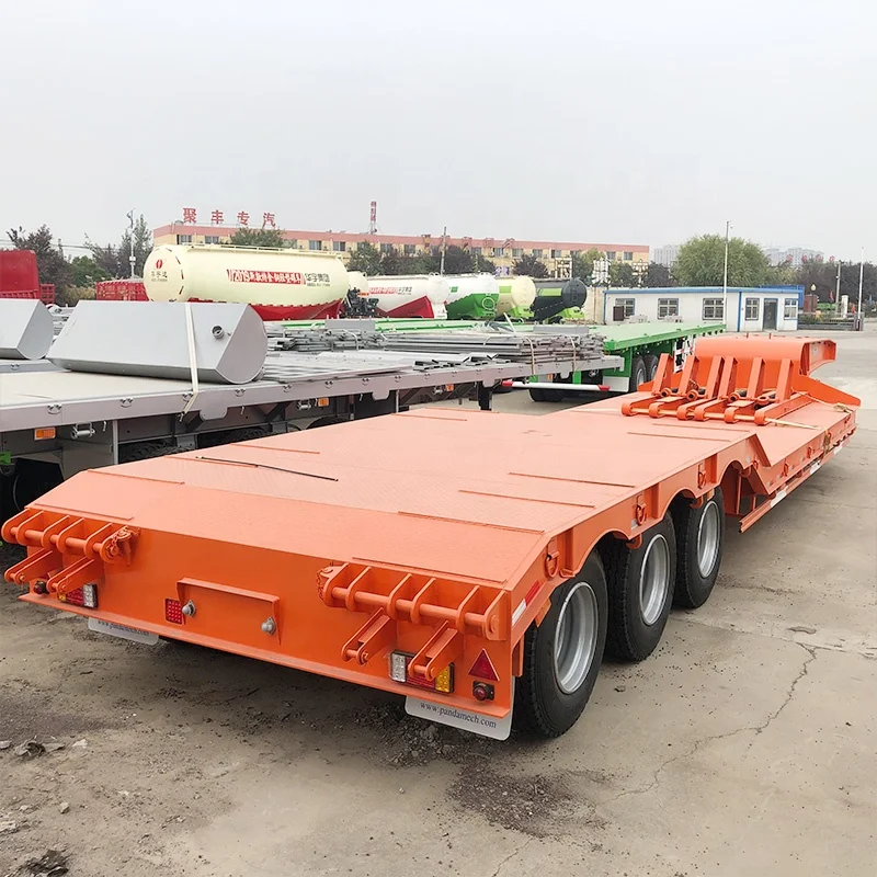 Front Loader Truck Trailers Semi Tractor 6x4 Used Delong Low Bed Truck Trailer Parts Ltd. Steel Panda China 3 Axle 30-80ton