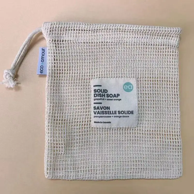 Custom Organic Cotton Mesh Bags Reusable Washable Drawstring Bag for Shopping Grocery Fruit Vegetable cotton mesh bags
