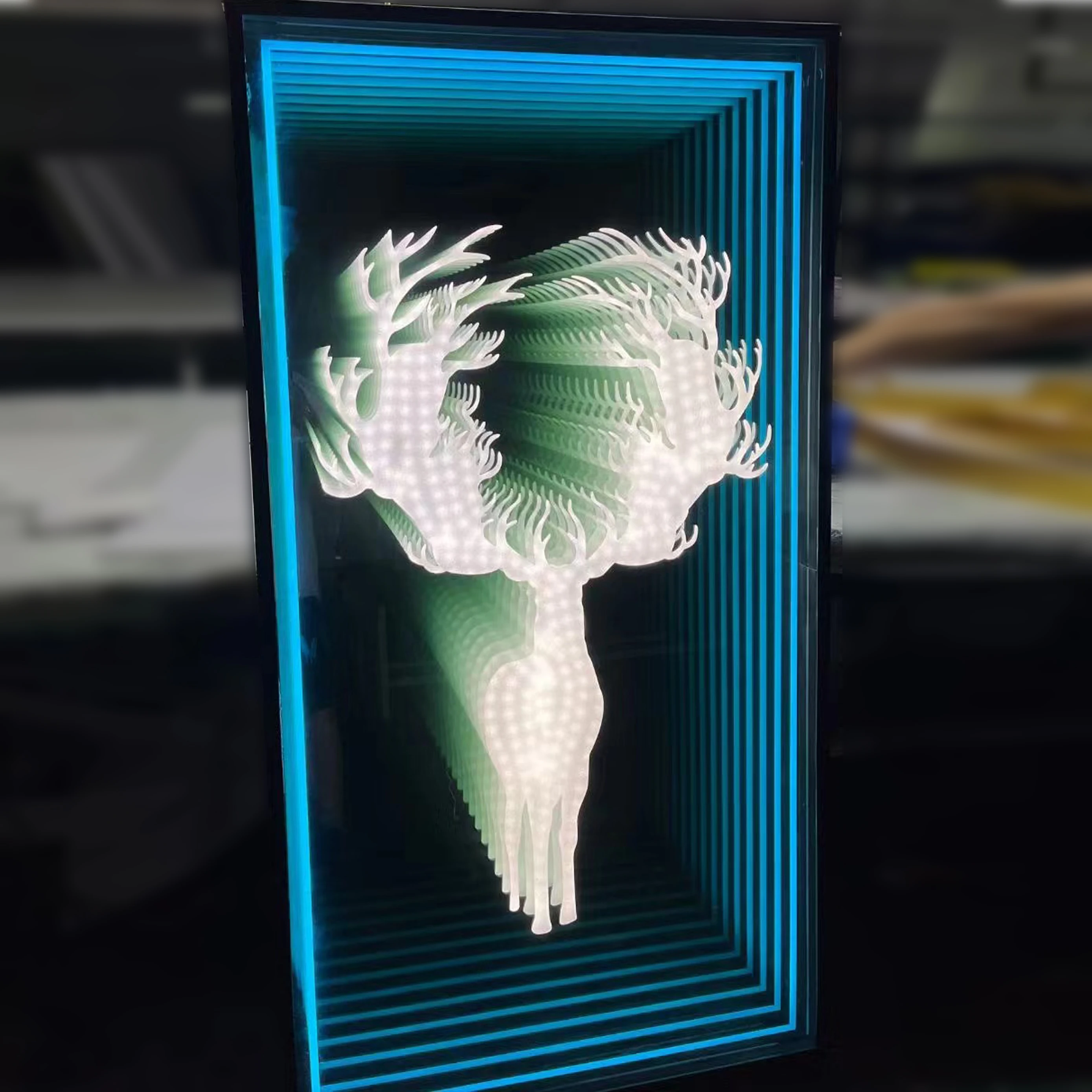 Multi-layer mirror neon light extension playground Villa Hotel Abyss word tunnel bar flexible Infinity mirror neon sign