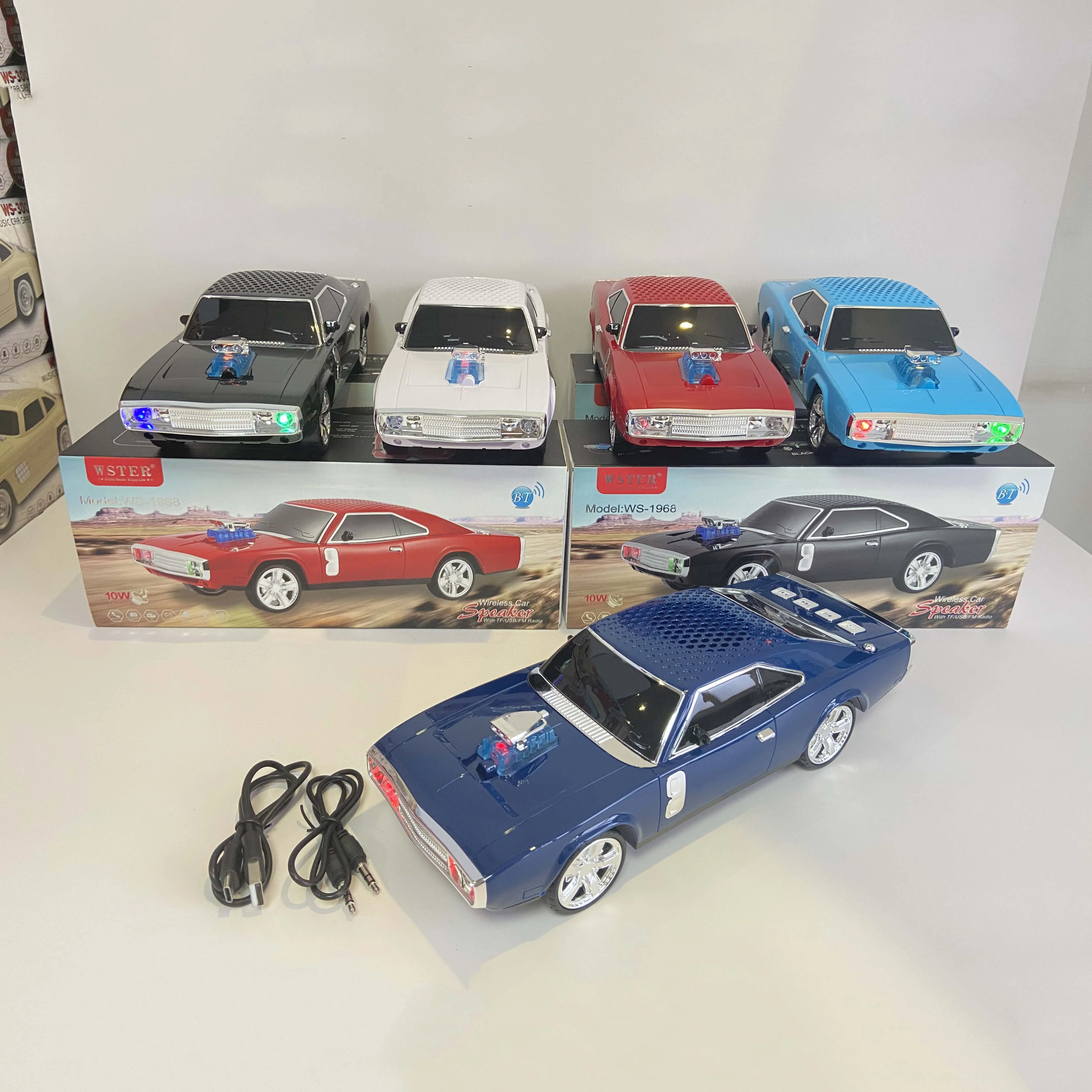 WS1986 1500mAh 1970 Challenger Car Shaped Wireless Home Theater Sound System Portable Mini Blue Tooth Party Speaker