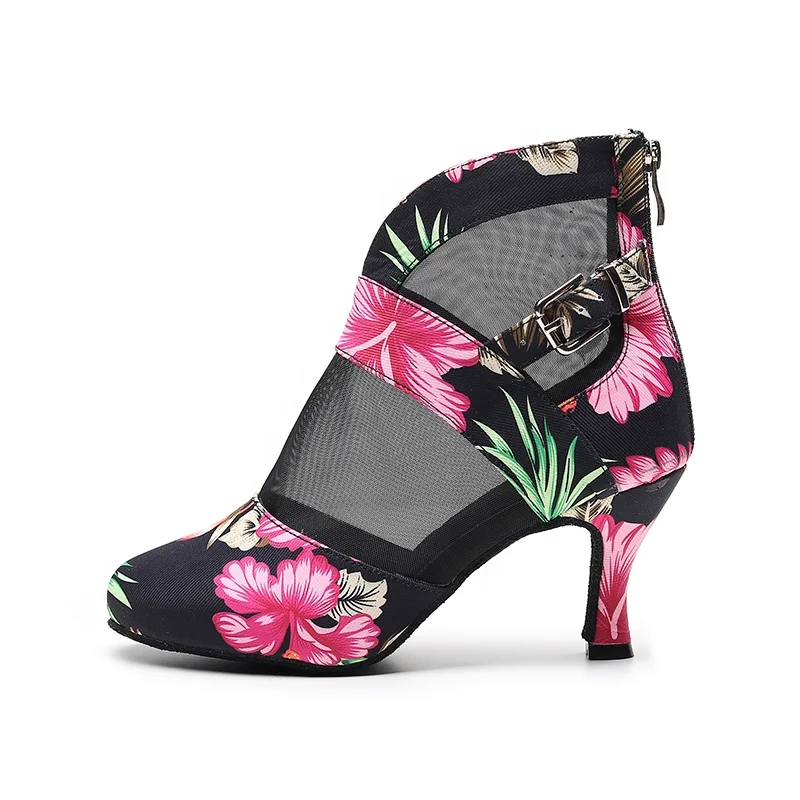 New fashion 1047 black flower net yarn ladies ballroom dance shoes