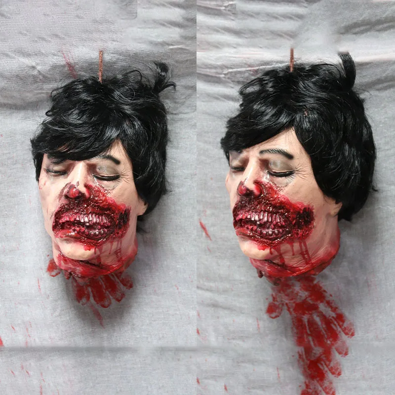Hot Selling Halloween Latex Horror Mask Cosplay Costume Party Creepy Grimace With Vest Realistic Latex Face Cover