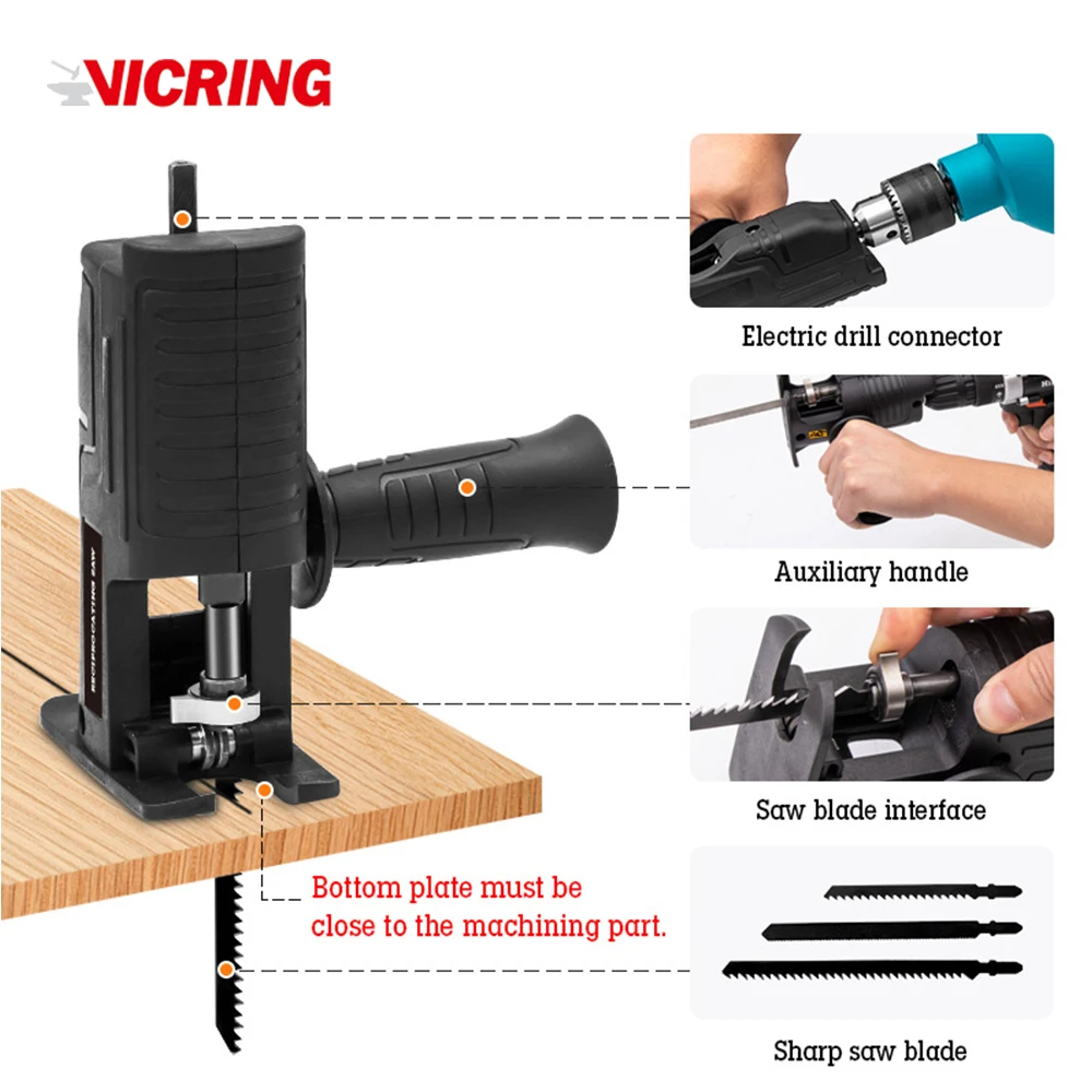 VICRING Muti-function Electric Drill Convert Jig Saw Adapter Portable Reciprocating Saw Attachment