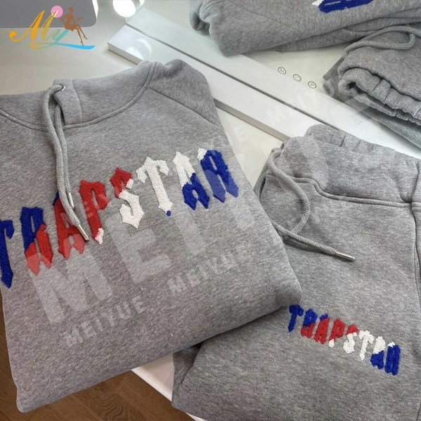 custom Sweatsuit vendors Men Training Sports Track Suits custom men Chenille embroidery two piece set jogging trapstar tracksuit