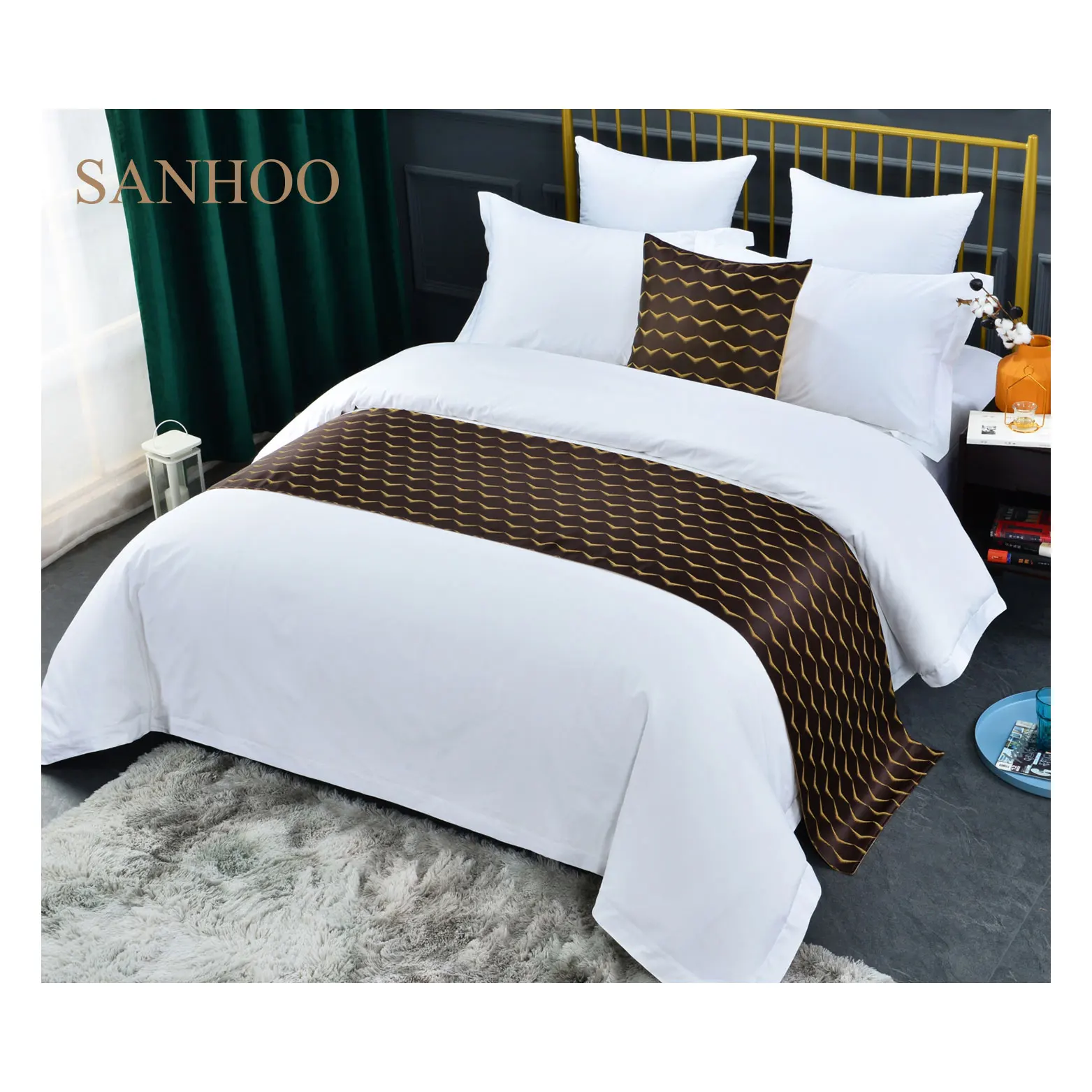 SANHOO Single Size Bedding Cover Decoration 5 Star Hotel Throw Blanket Scarves Bed Runner Luxury